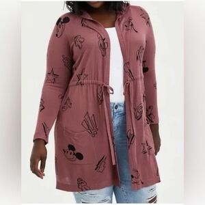 Torrid Disney Mickey and Friends Cinch Waist Hooded Cardigan
